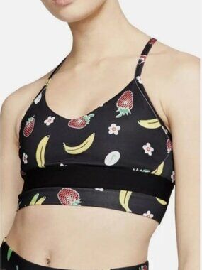Nike Indy Dri-Fit strawberry and banana print sports bra (size S)